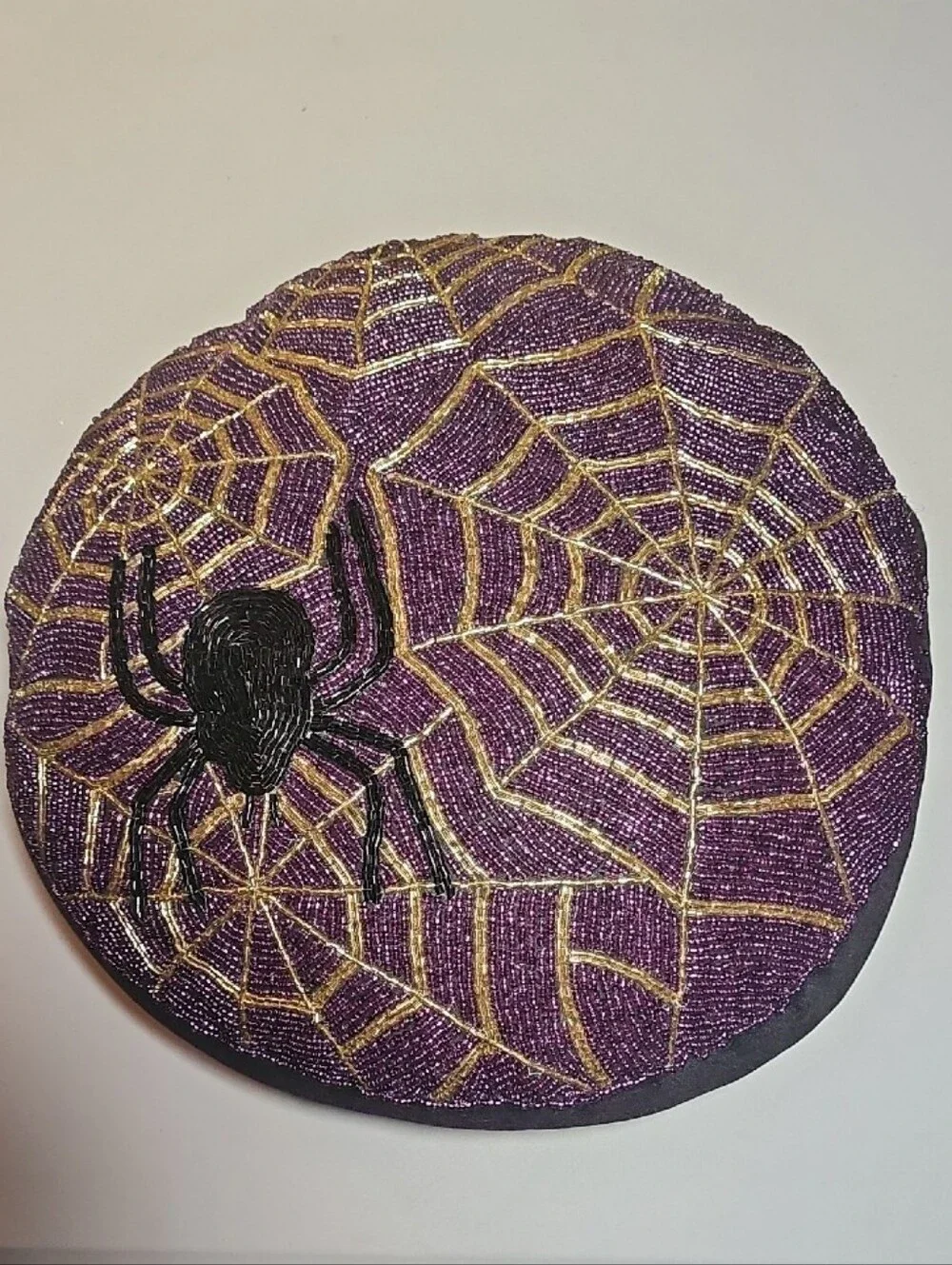 Beaded Spider Web Throw Pillow - Purple & Gold